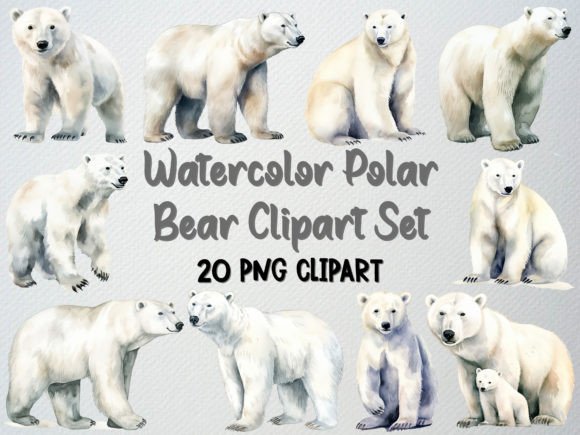 Download Watercolor Polar Bear Clipart Set - Premium Resources