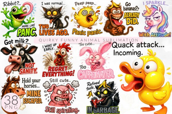 Download Funny Quirky Animal Sublimation Bundle - Animal sublimation Collection