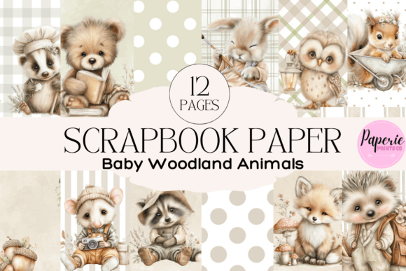 Download Woodland Baby Animals Scrapbook Paper - Woodland baby animals Collection