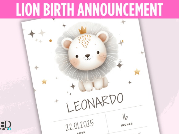 Download Lion Prince Birth Announcement Template - Premium Bundle