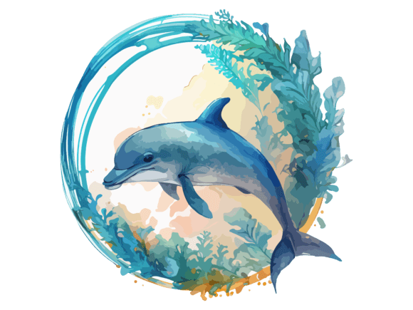 Download Watercolor Dolphin Underwater Clipart - Underwater clipart Collection