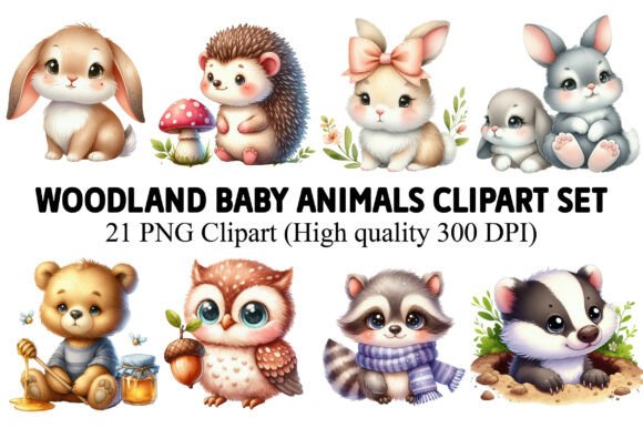 Download Woodland Baby Animals Clipart Set - Woodland baby animals Collection