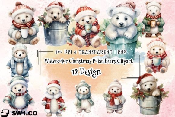 Download Watercolor Christmas Polar Bear Clipart - Polar bear clipart Collection